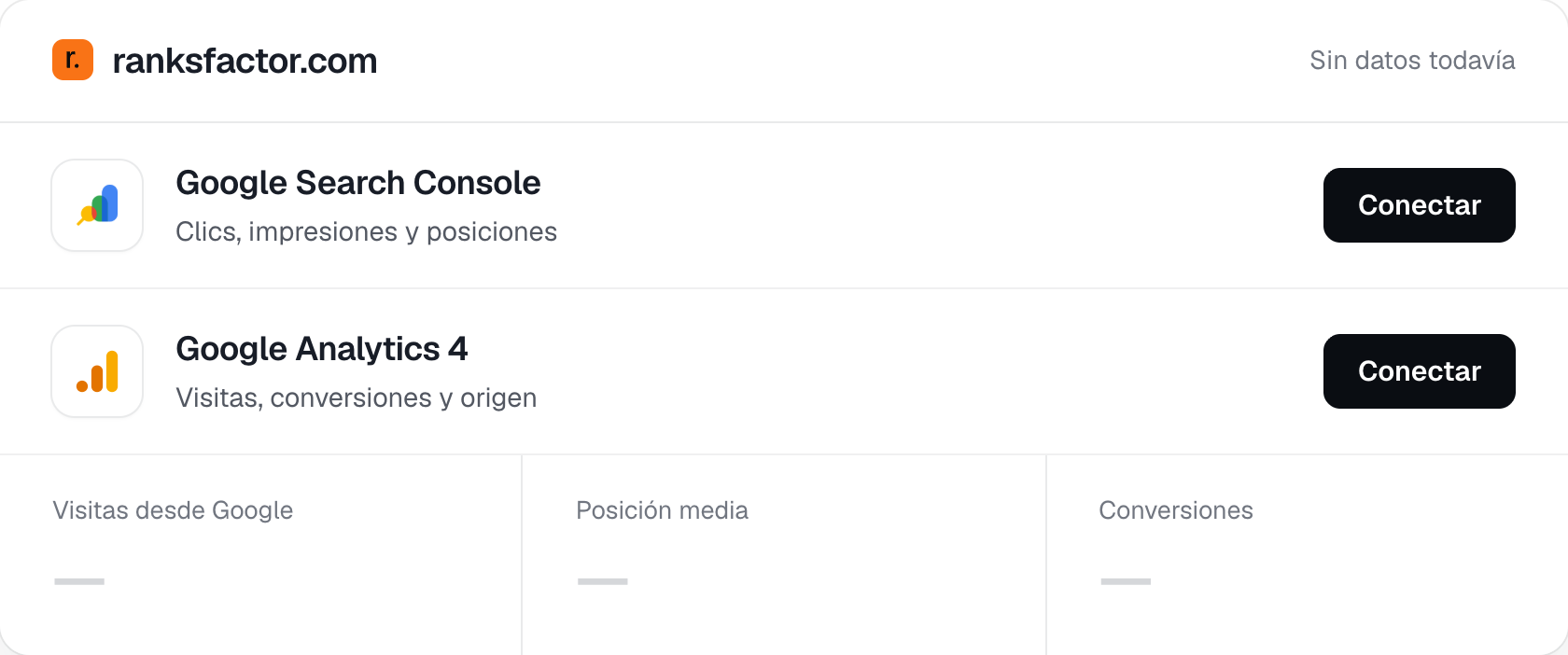 Search Console y Analytics, listos para conectar